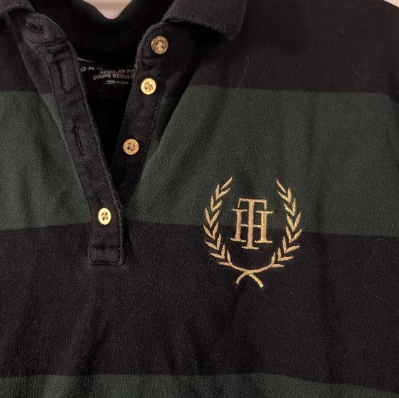 Tommy Hilfiger Rugby Polo Dress XXL – Navy & Green Striped Crest Logo - Picture 2 of 6